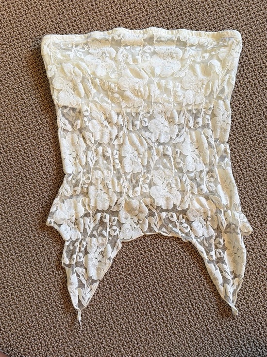 Urban Renewal Tops - Urban Renewal Cream Lace Strapless Handkerchief-Hem Top